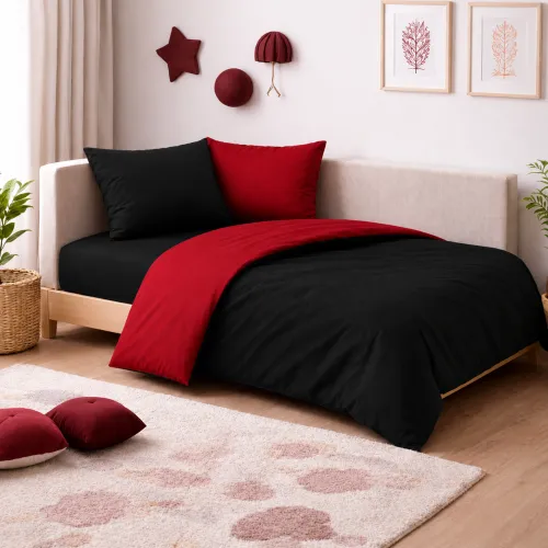Комплект постельного белья  JUNIOR Фланель 002-009 Black/Red - 1