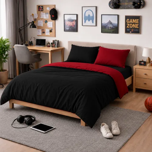 Комплект постельного белья TEENAGER Фланель 002-009 Black/Red