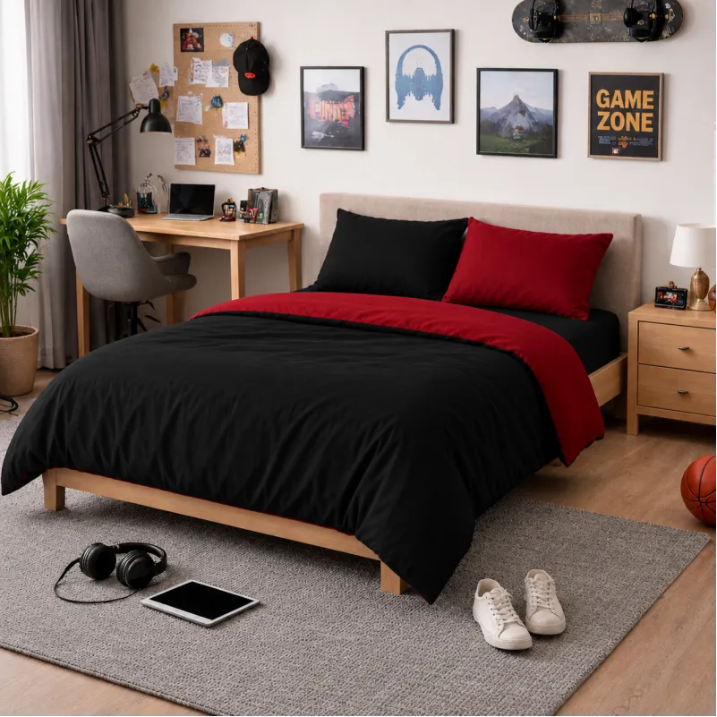 Комплект постельного белья TEENAGER Фланель 002-009 Black/Red