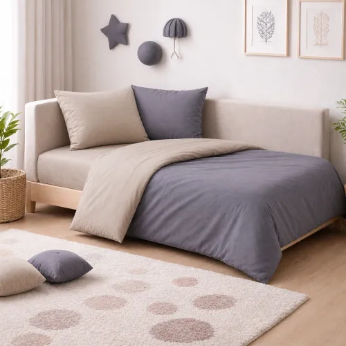 Комплект постельного белья JUNIOR Фланель 004-001 Cappuchino/Ash grey - 1