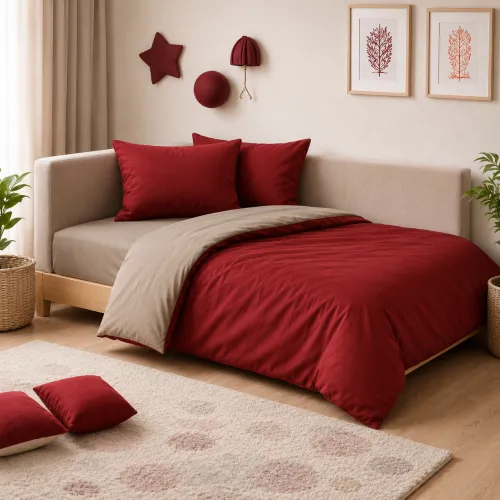 Комплект постельного белья JUNIOR Фланель 004-009 Cappuchino/Red - 1
