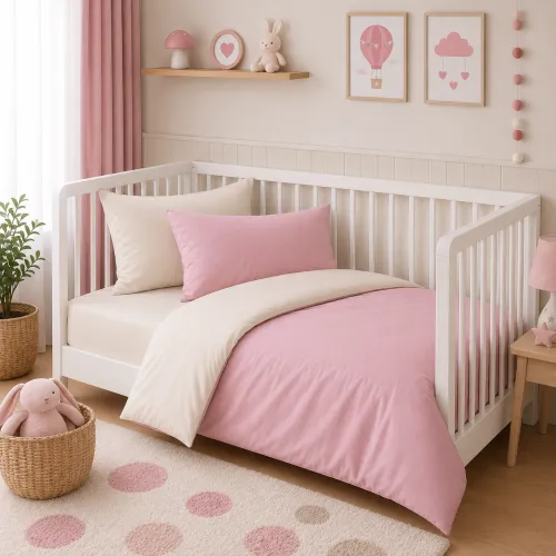 Комплект постельного белья BABY Фланель 007-008 Milk/Pink - 1