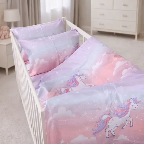Комплект постельного белья Бязь LITTLE KIDS 17-0790 Єдиноріг на веселці