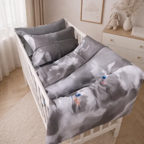 Комплект постільної білизни Сатин LITTLE KIDS Kids Time 22-1402 Silvery Cats