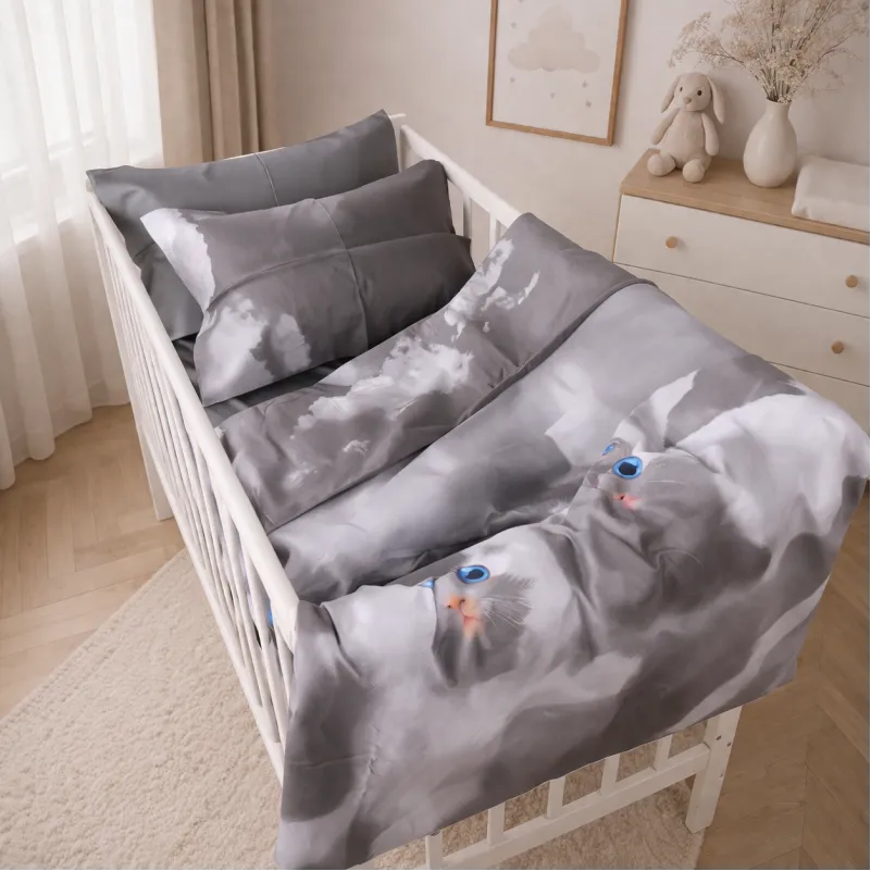 Комплект постельного белья Сатин LITTLE KIDS Kids Time 22-1402 Silvery Cats