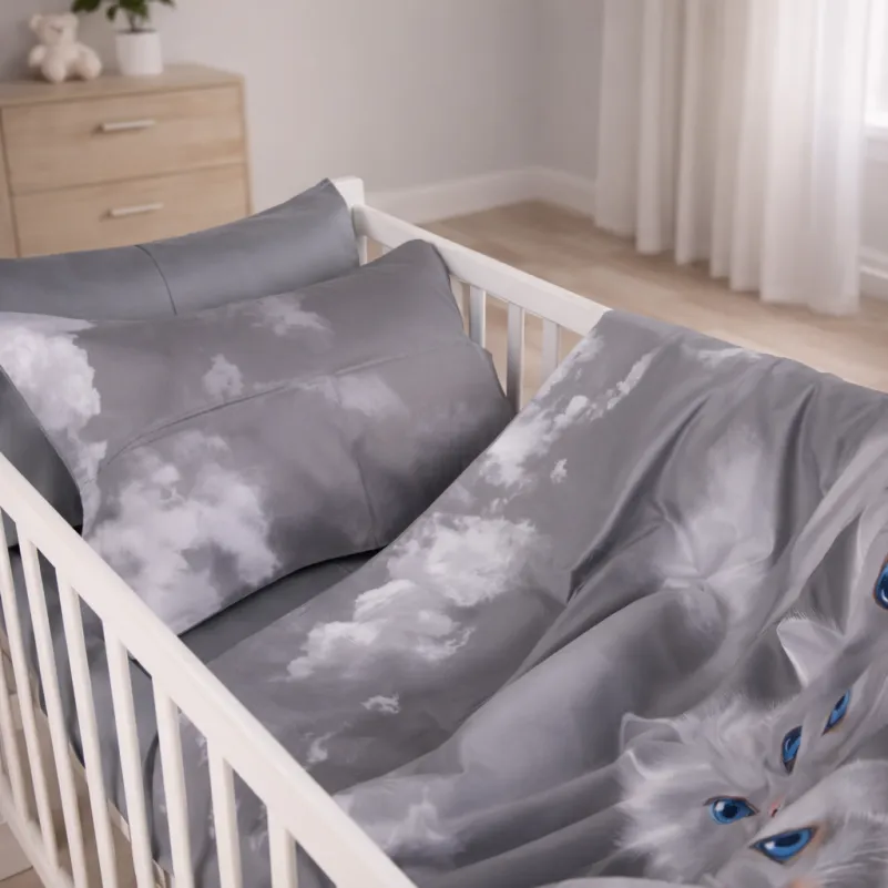 Комплект постельного белья Сатин LITTLE KIDS Kids Time 22-1402 Silvery Cats - 7