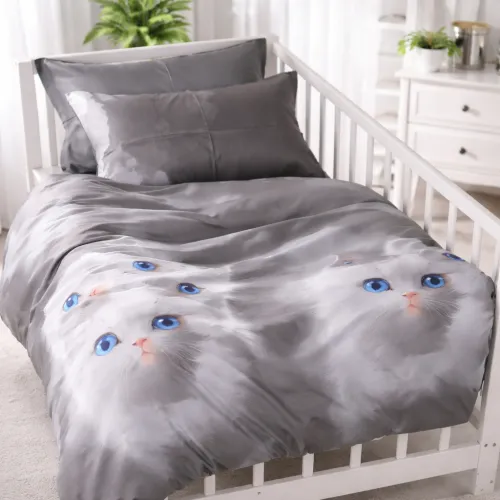 Комплект постельного белья Сатин BABY Kids Time 22-1402 Silvery Cats - 1