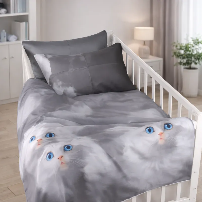 Комплект постельного белья Сатин BABY Kids Time 22-1402 Silvery Cats Фото - 7