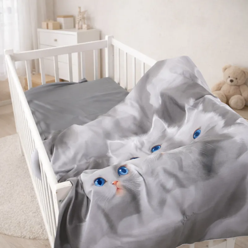Комплект постельного белья Сатин LITTLE KIDS Kids Time 22-1402 Silvery Cats - 6