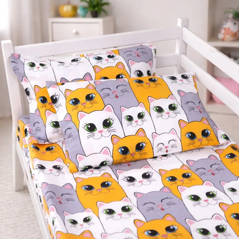 Комплект постельного белья Бязь JUNIOR 17-0636 Кіт батон Помаранчевий - 4