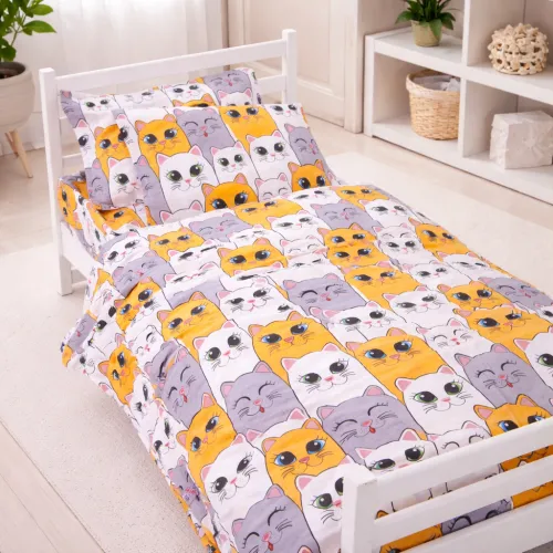 Комплект постельного белья Бязь JUNIOR 17-0636 Кіт батон Помаранчевий