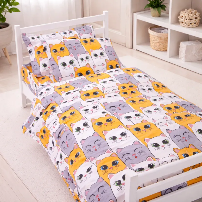 Комплект постельного белья Бязь JUNIOR 17-0636 Кіт батон Помаранчевий