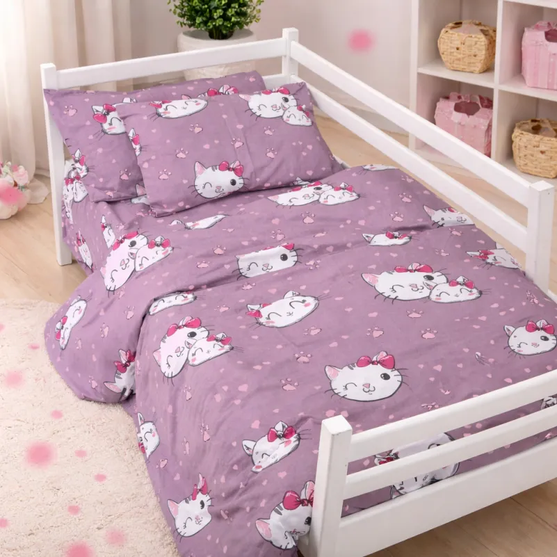 Комплект постельного белья Бязь JUNIOR 17-0691 Cat with a paw