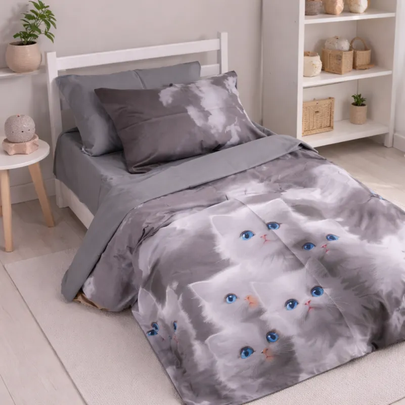 Комплект постельного белья Сатин JUNIOR Kids Time 22-1402 Silvery Cats - 6