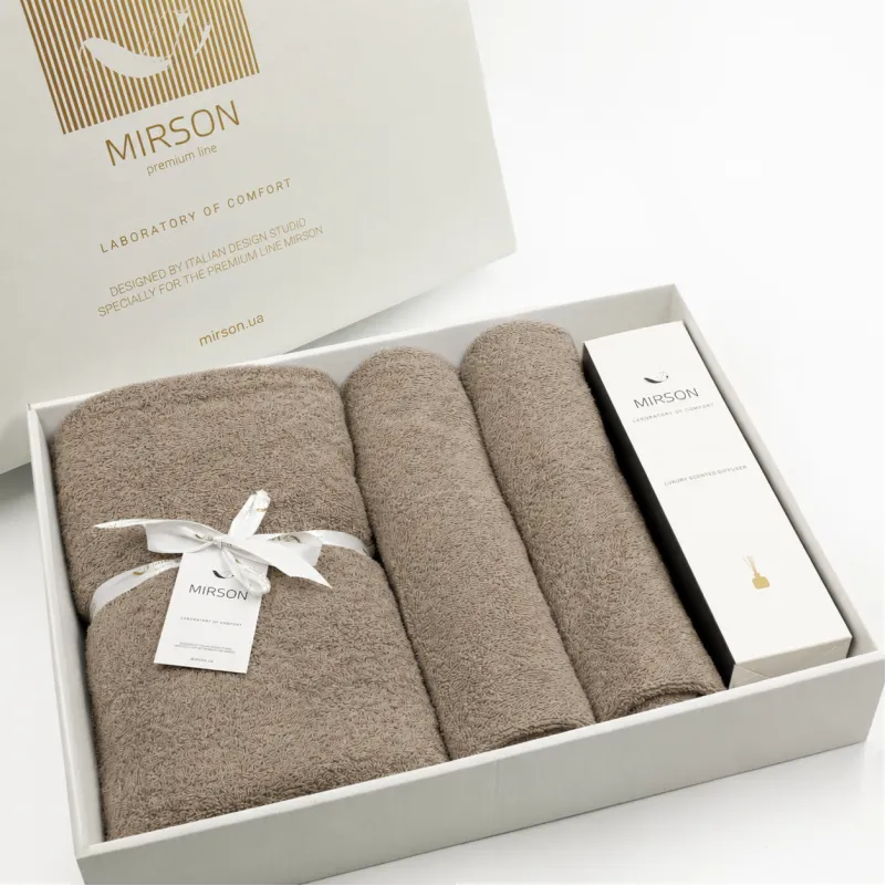 Набор подарочный Elegant Trio "Beige" (Полотенца 50*90 - 2 шт. + 70*140 - 1 шт. + спрей текстильный)