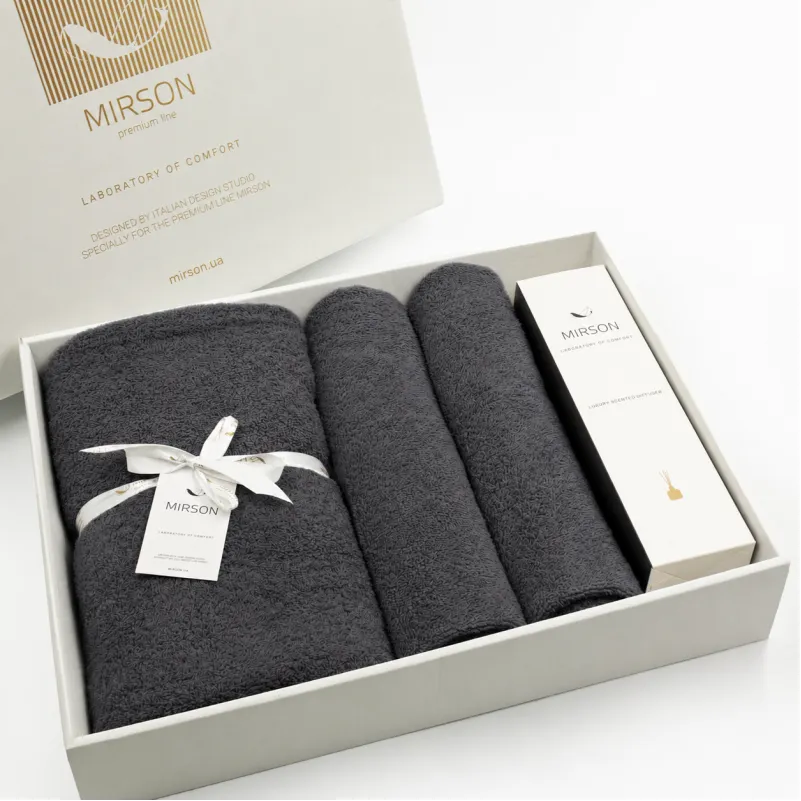 Набор подарочный Elegant Trio "Grey" (Полотенца 50*90 - 2 шт. + 70*140 - 1 шт. + спрей текстильный)
