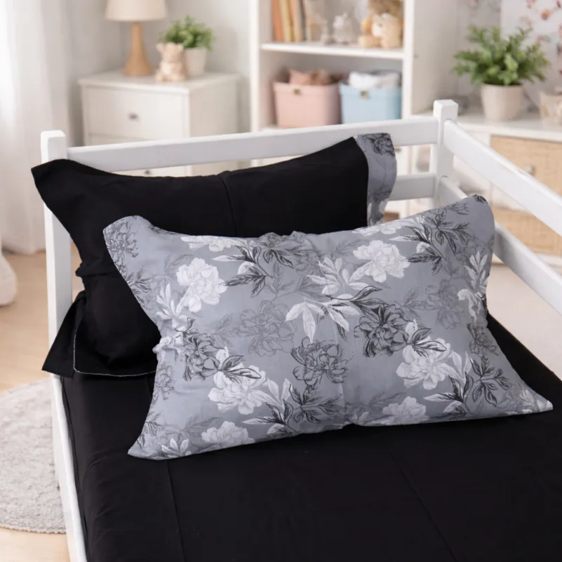 Комплект постельного белья  JUNIOR Poplin 00-8 black flowers - 4