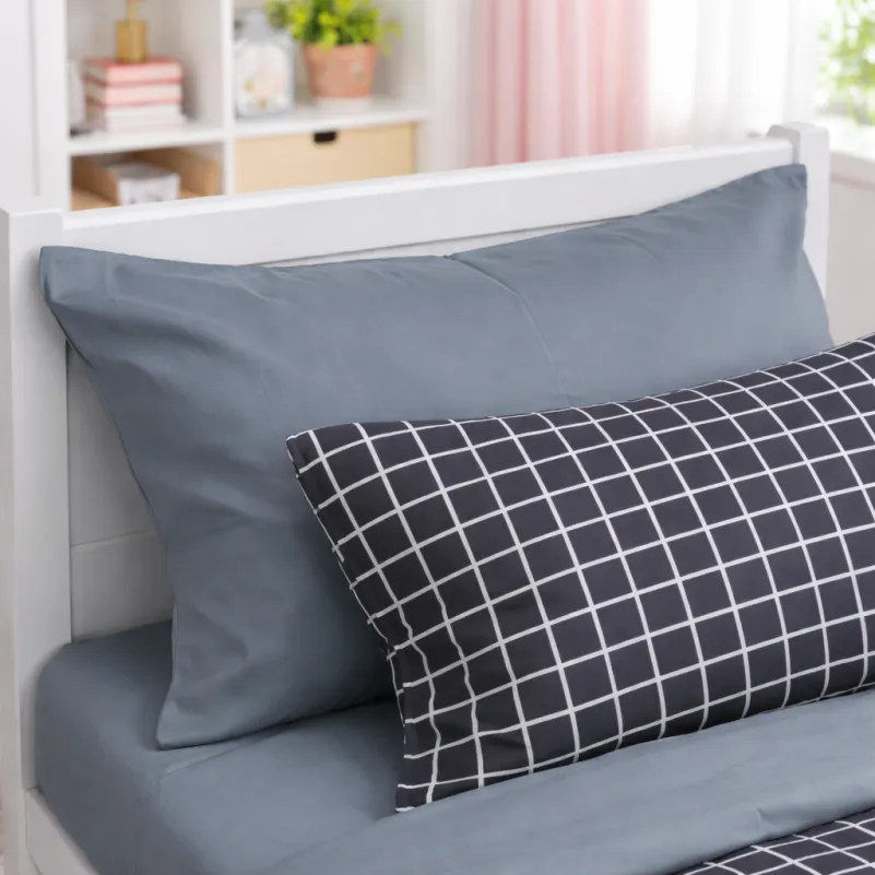 Комплект постельного белья Сатин JUNIOR 22-1372 Silver Checkered - 5