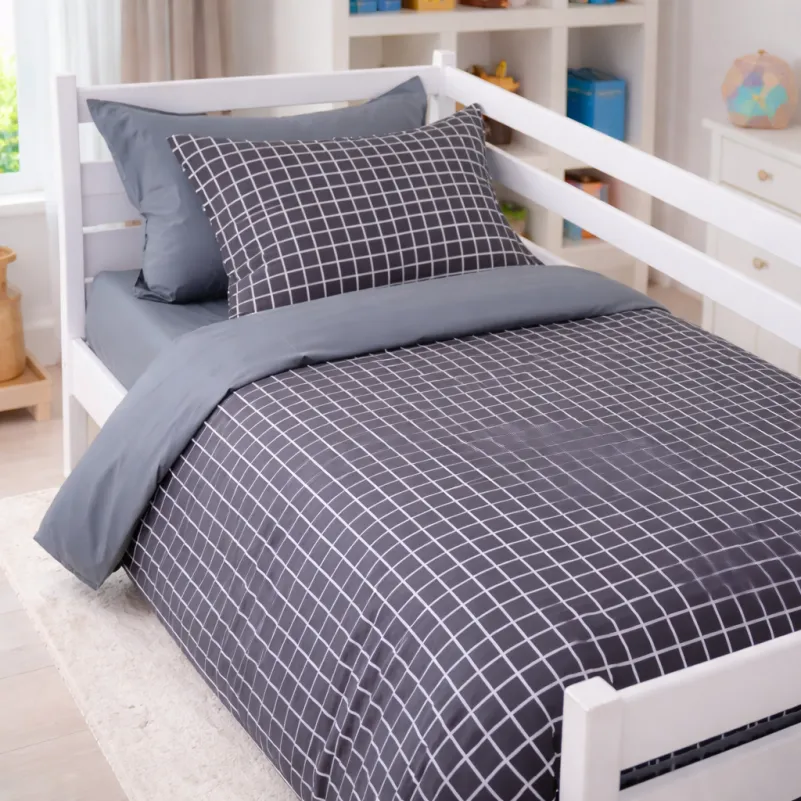 Комплект постельного белья Сатин JUNIOR 22-1372 Silver Checkered