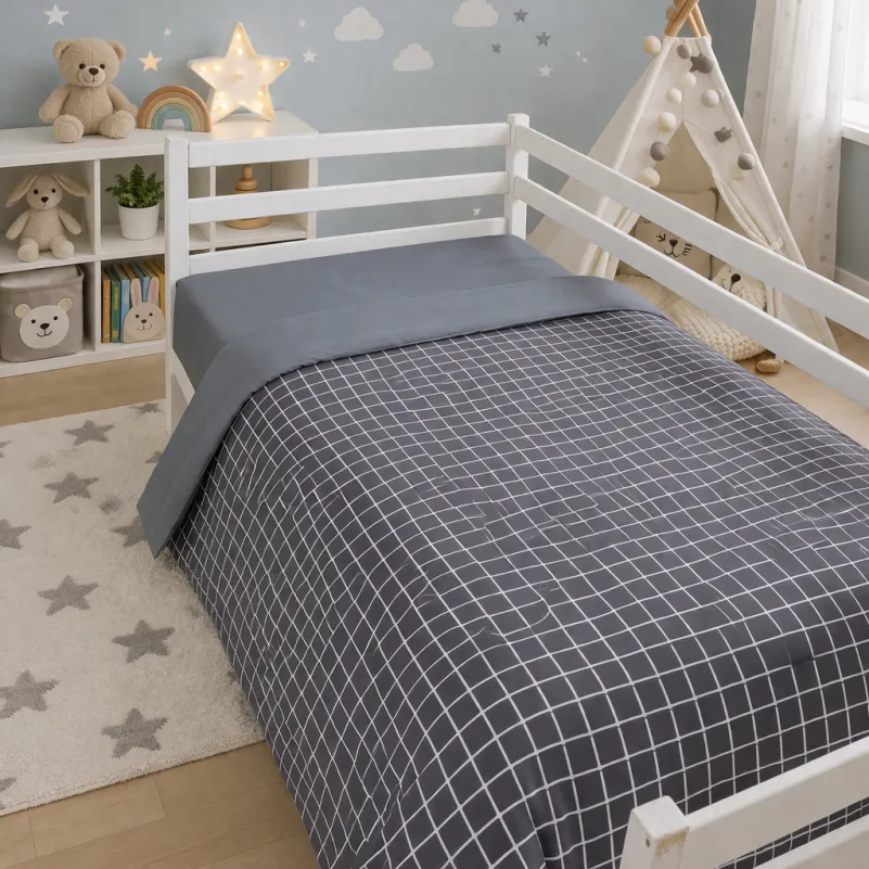 Комплект постельного белья Сатин JUNIOR 22-1372 Silver Checkered - 7