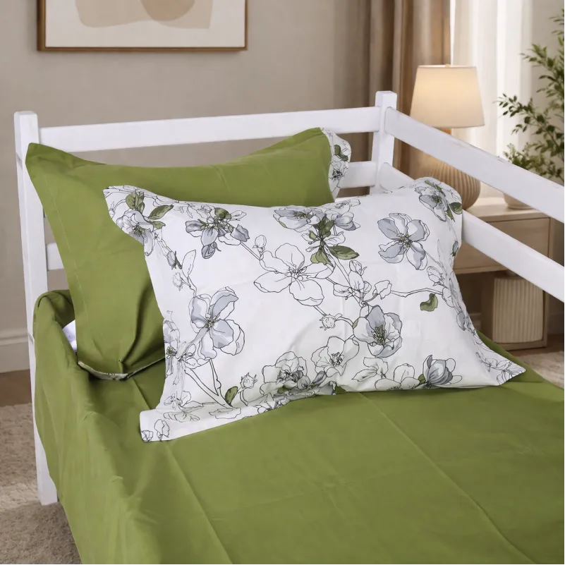 Комплект постельного белья  JUNIOR Poplin 00-1 olive flowers - 5