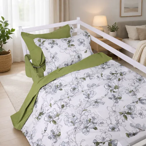 Комплект постельного белья TEENAGER Poplin 00-1 olive flowers