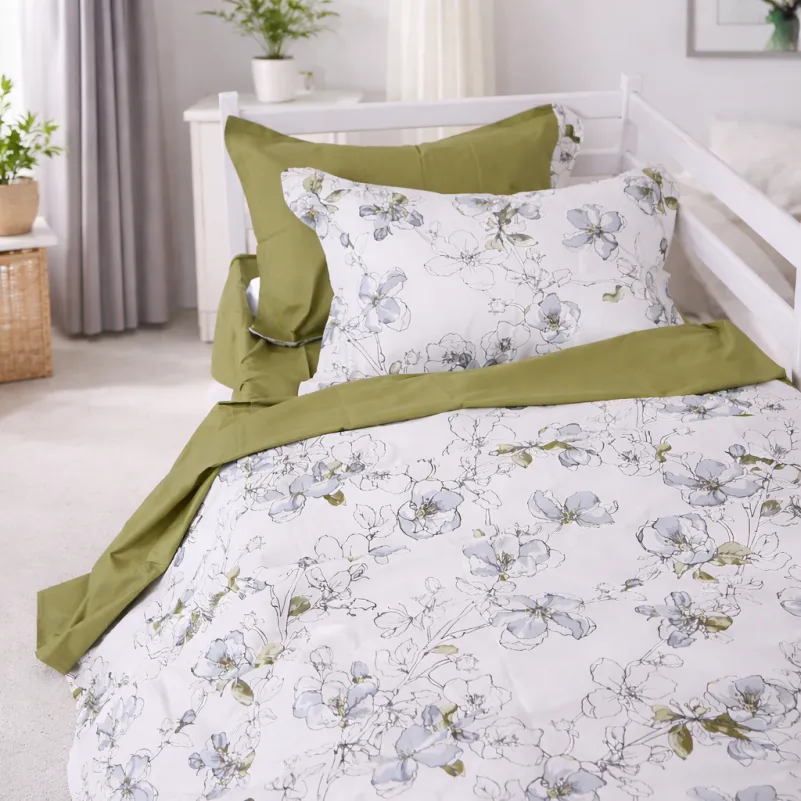 Комплект постельного белья  JUNIOR Poplin 00-1 olive flowers