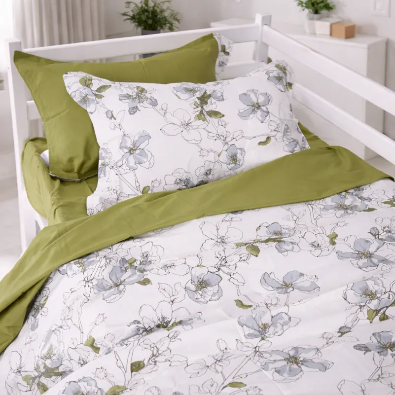 Комплект постельного белья TEENAGER Poplin 00-1 olive flowers - 7