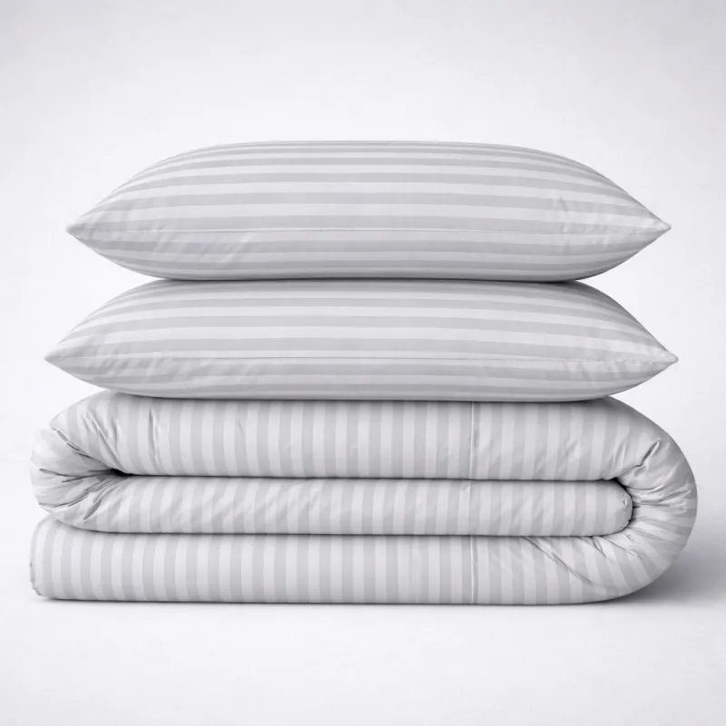 Простынь на резинке (БЯЗЬ) 17-0600 Stripe White Gray - высота 25 см (детские 10 см)