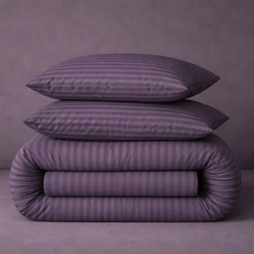 Простирадло Ranforce Elite 17-0603 Stripe Violet на резинці висота 25 см (дитячі 10 см)