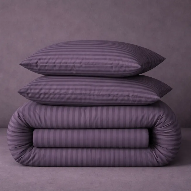 Простирадло Ranforce Elite 17-0603 Stripe Violet на резинці висота 25 см (дитячі 10 см)