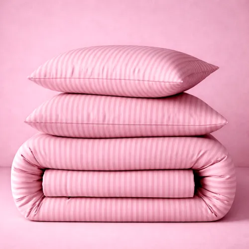 Простирадло Ranforce Elite 17-0607 Stripe Pink на резинці висота 25 см (дитячі 10 см)