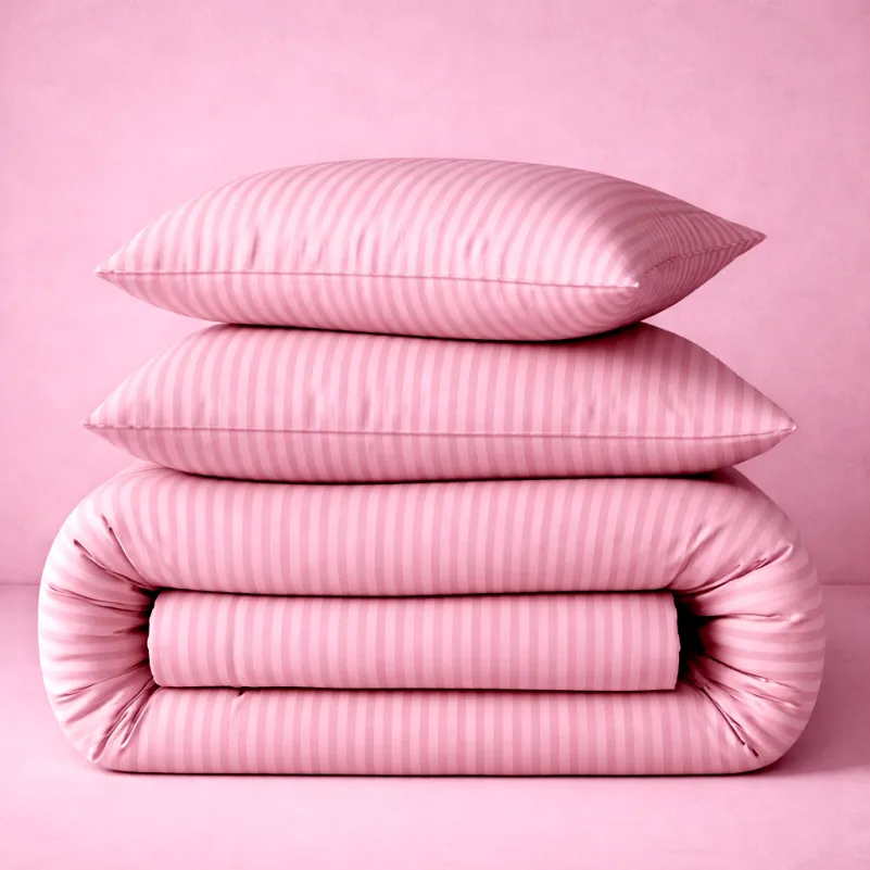 Простынь Ranforce Elite 17-0607 Stripe Pink на резинке высота 25 см (детские 10 см)