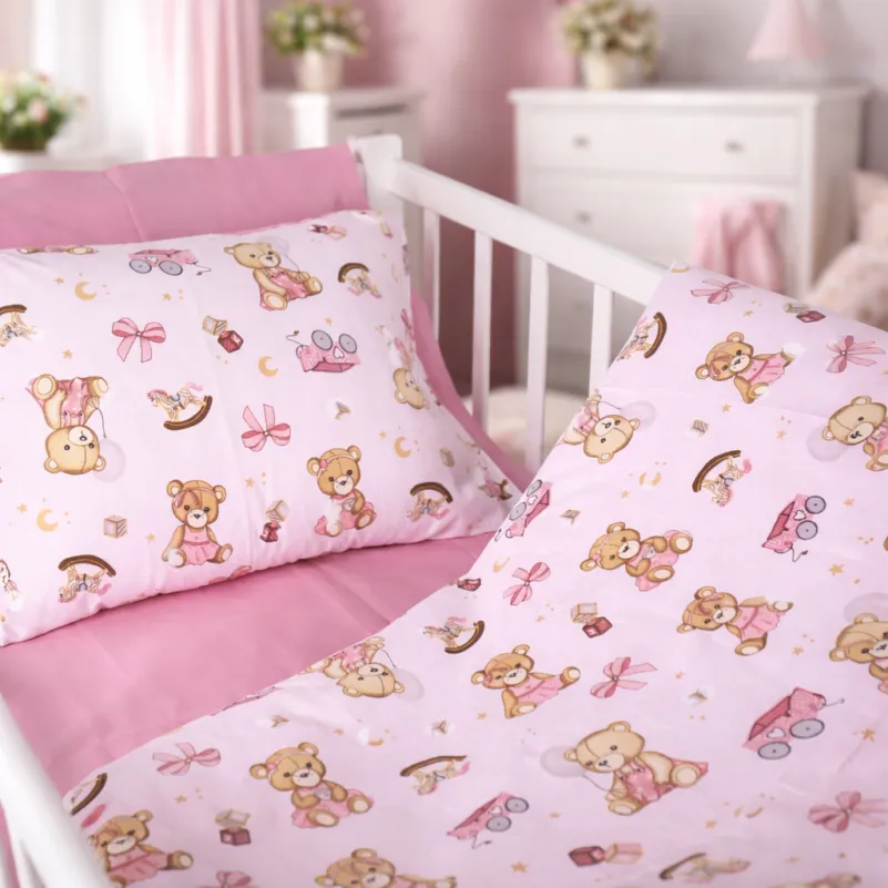 Комплект постельного белья Бязь LITTLE KIDS 17-0916 Little Teddy pink - 5