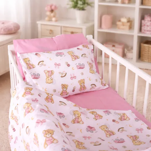 Комплект постельного белья Бязь LITTLE KIDS 17-0916 Little Teddy pink