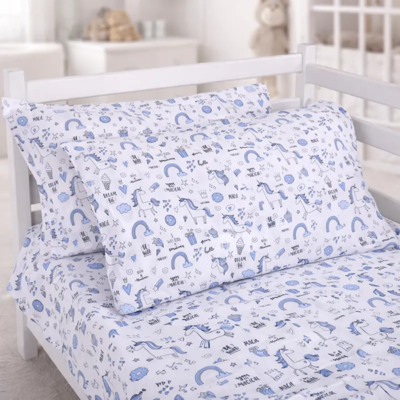 Наволочка Бязь Kids Time 17-0931 Tiny Unicorn blue - 1