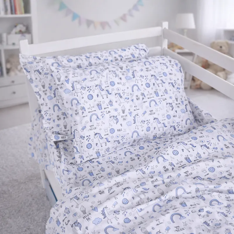 Наволочка Бязь Kids Time 17-0931 Tiny Unicorn blue - 2