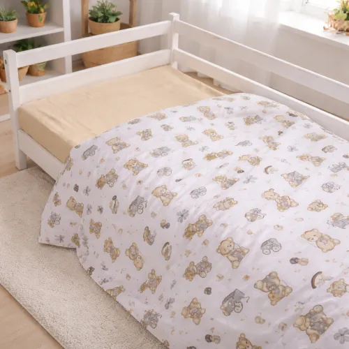 Пододеяльник Бязь 17-0917 Little Teddy gray - 2