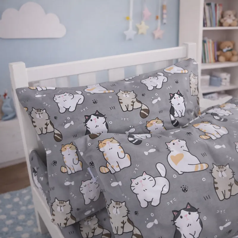 Комплект постельного белья Бязь JUNIOR 17-0665 Cream Kittens - 5