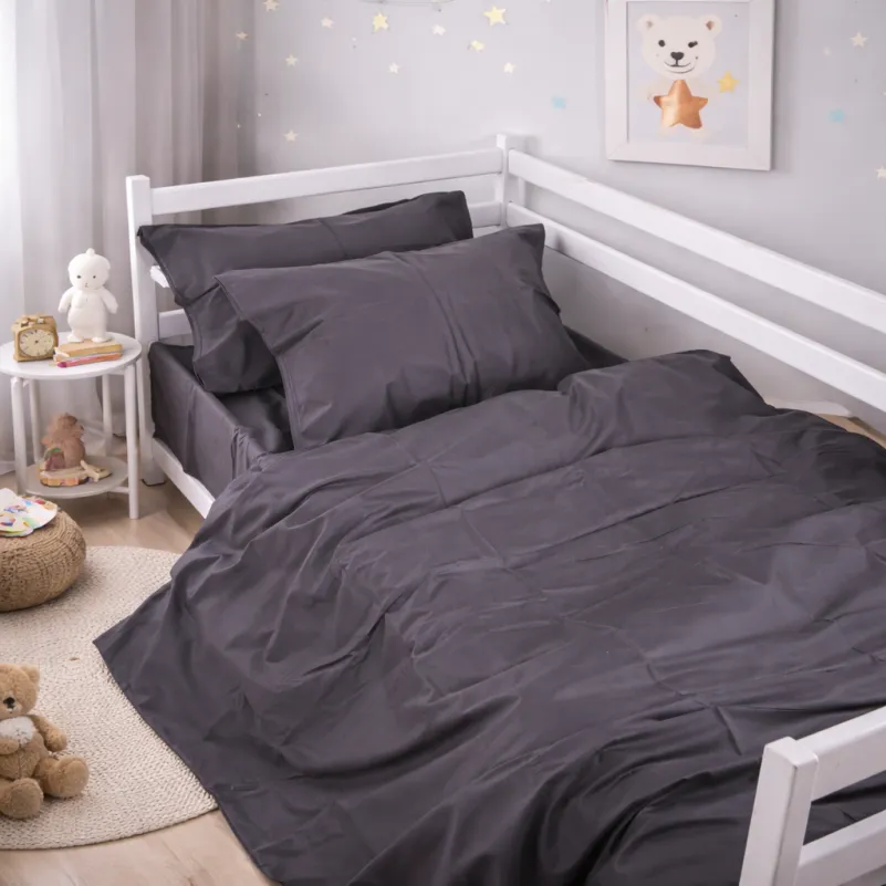 Комплект постельного белья Сатин JUNIOR Satin Light Pro 10-005 Dark Gray