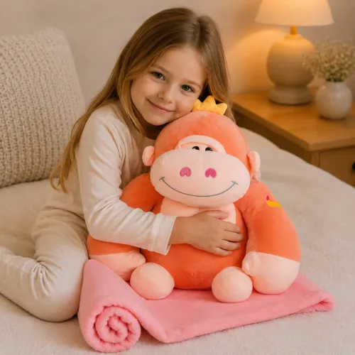 Плед + подушка дитячі №1071 Monkey Peach - 2