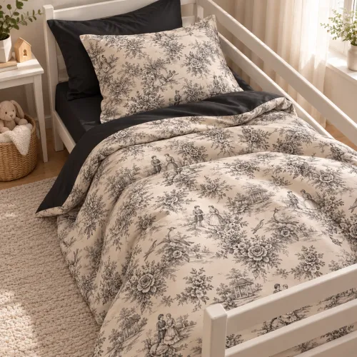 Комплект постельного белья TEENAGER Poplin 00-8 black flowers - 1