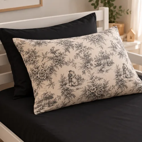 Комплект постельного белья  JUNIOR Poplin 00-8 black flowers - 5