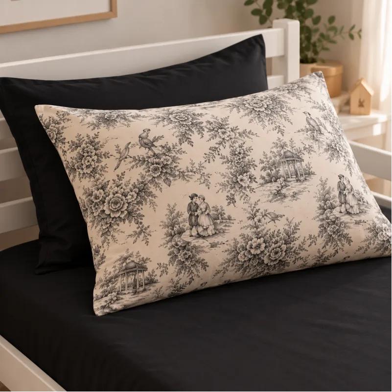 Комплект постельного белья  JUNIOR Poplin 00-8 black flowers - 4