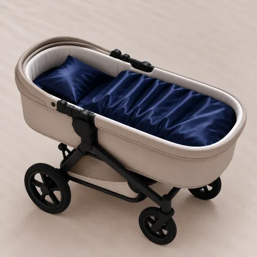Комплект постельного белья в коляску 60*80 Satin Light Pro 10-011 Dark Blue - 1