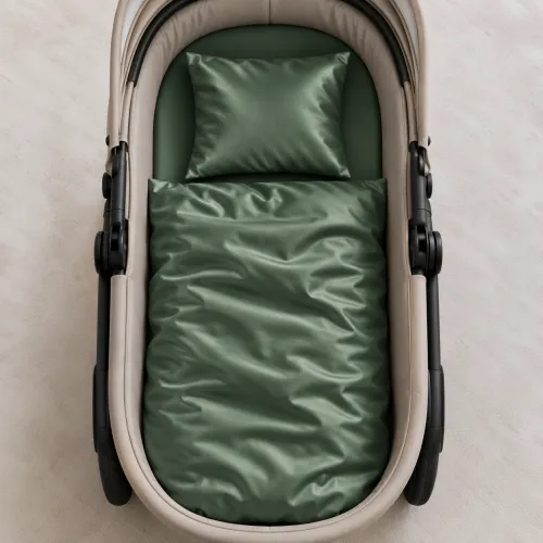Комплект постельного белья в коляску 60*80 Satin Light Pro 10-017 Green Olive - 2