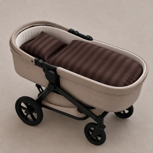 Комплект постельного белья в коляску 60*80 Satin Stripe 30-0006 Dark Brown - 1