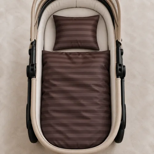 Комплект постельного белья в коляску 60*80 Satin Stripe 30-0006 Dark Brown - 2