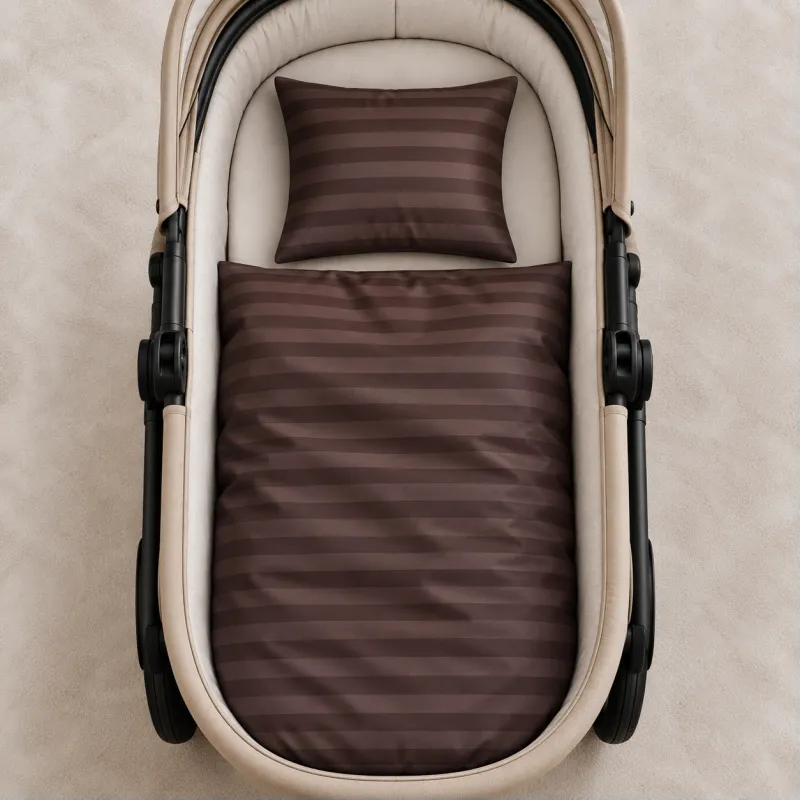 Комплект постельного белья в коляску 60*80 Satin Stripe 30-0006 Dark Brown - 1