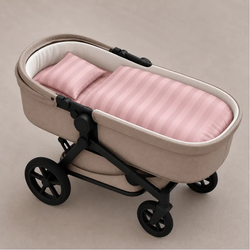Комплект постельного белья в коляску 60*80 Satin Stripe 30-0007 Pink
